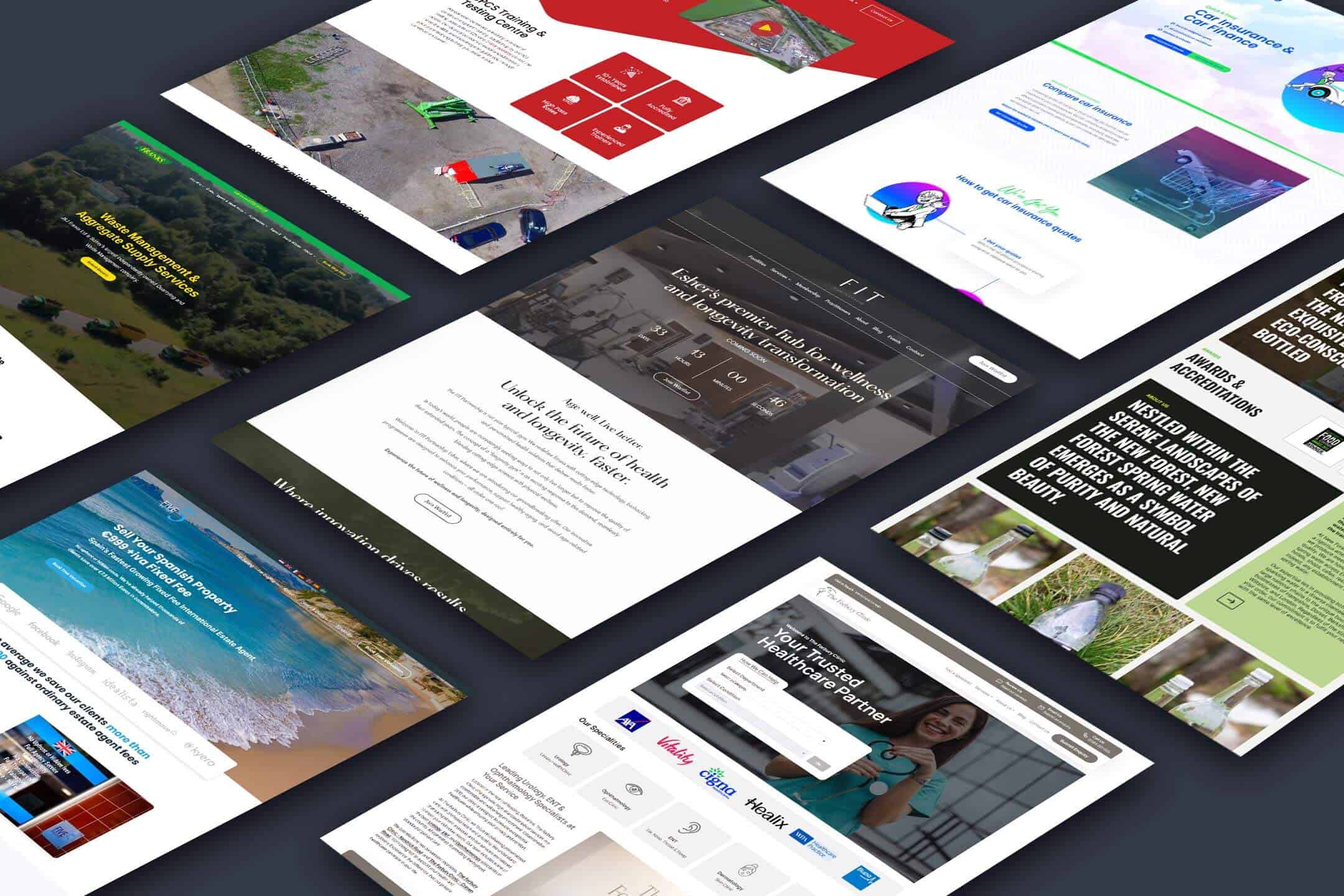 A collage of websites built by E-Innovate